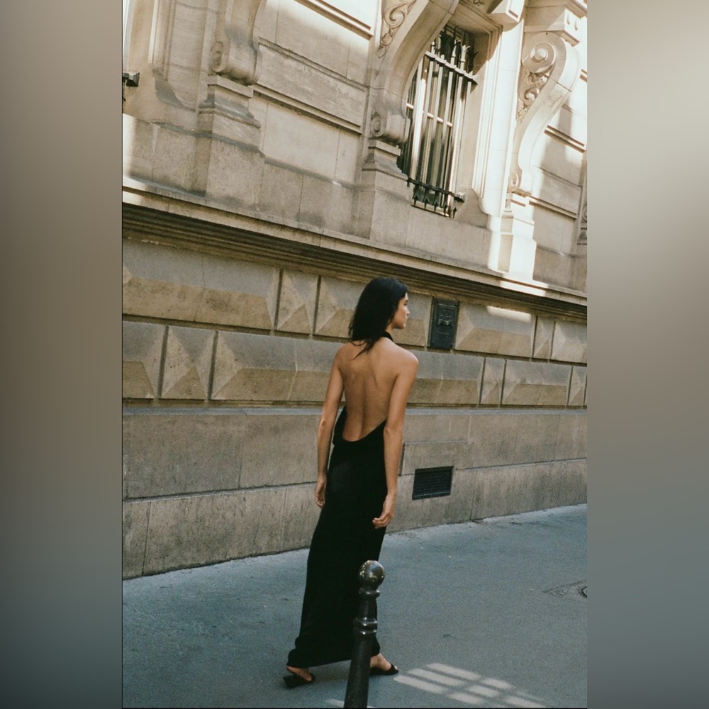 Zara halter neck flowy draped midi dress - Picture 3 of 6